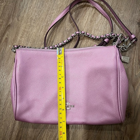 Coach Pebble Leather Carrie Pink Metallic Crossbody Bag - Picture 13 of 16